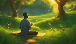 A person praying with hands folded in quiet contemplation